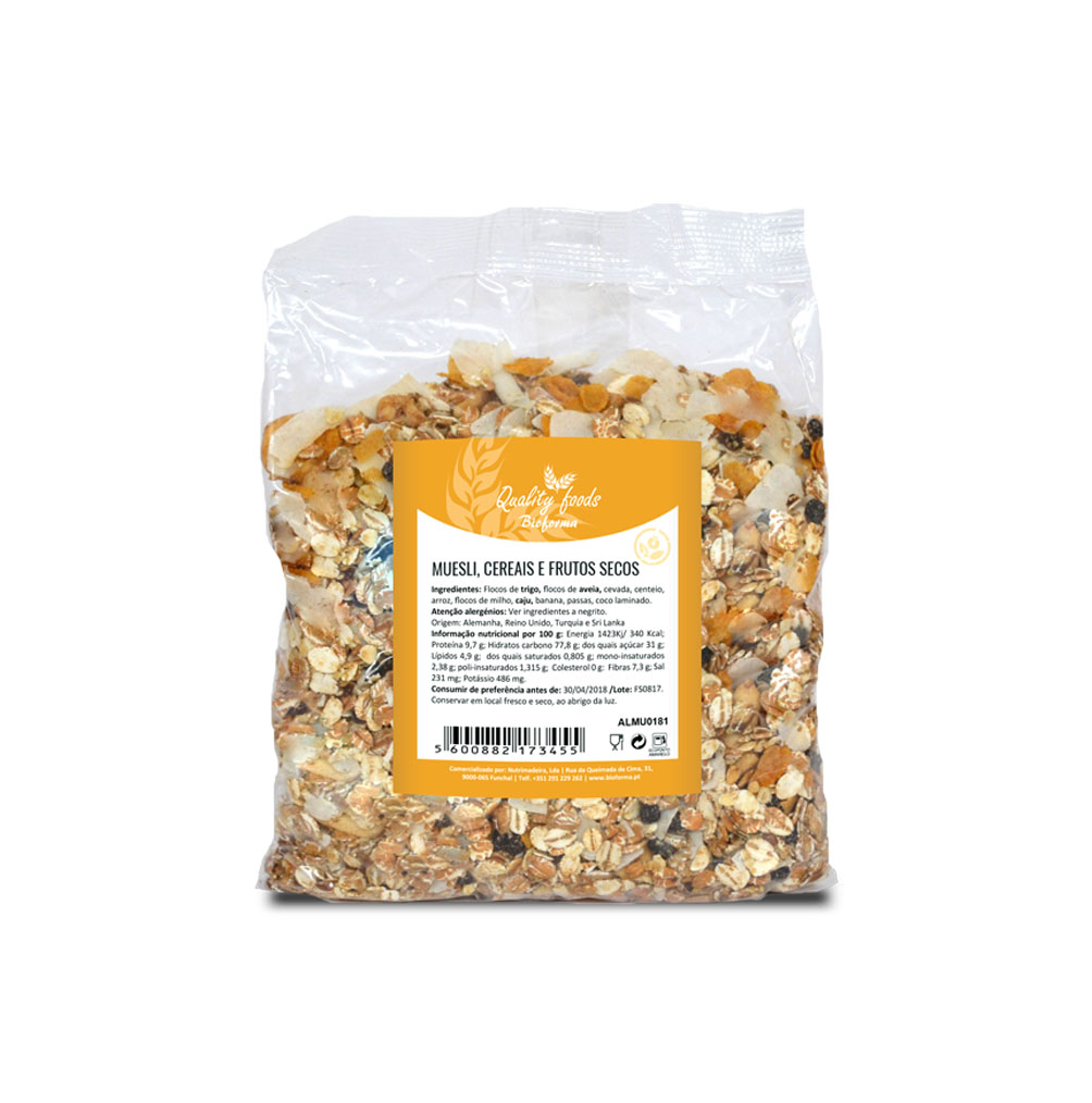 Muesli Cereais Frutos secos 500g bioforma