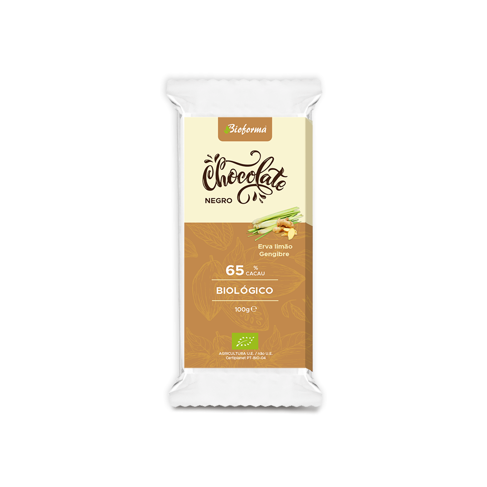 Chocolate negro com Erva limão e Gengibre 100g Bioforma